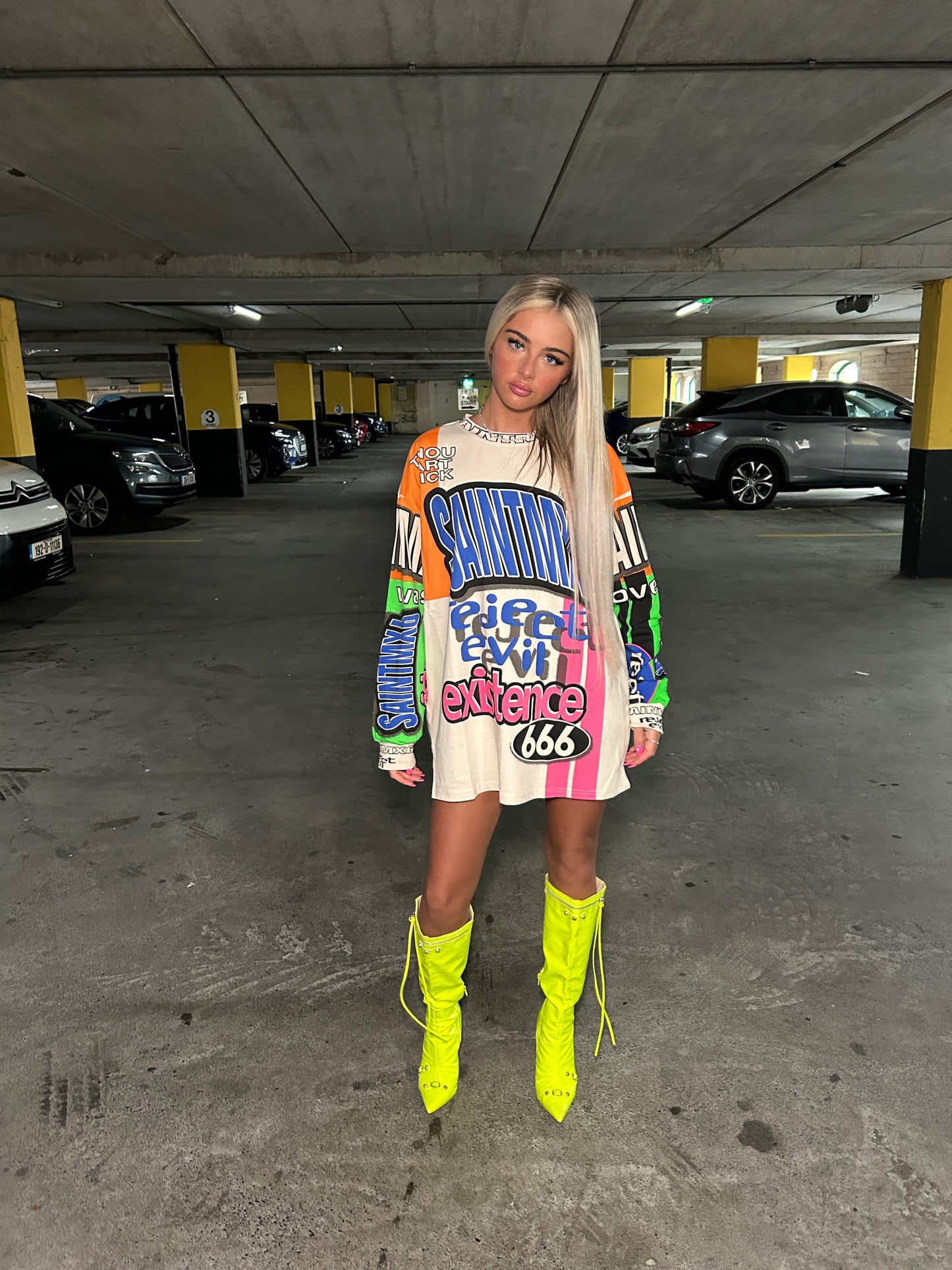 Graffiti over sized jumper dress