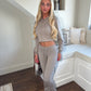Taupe cropped zip hoodie and bell bottom trouser set