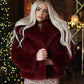 Luxury Wine faux fur lapel jacket
