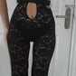 Black lace cut out jumpsuit