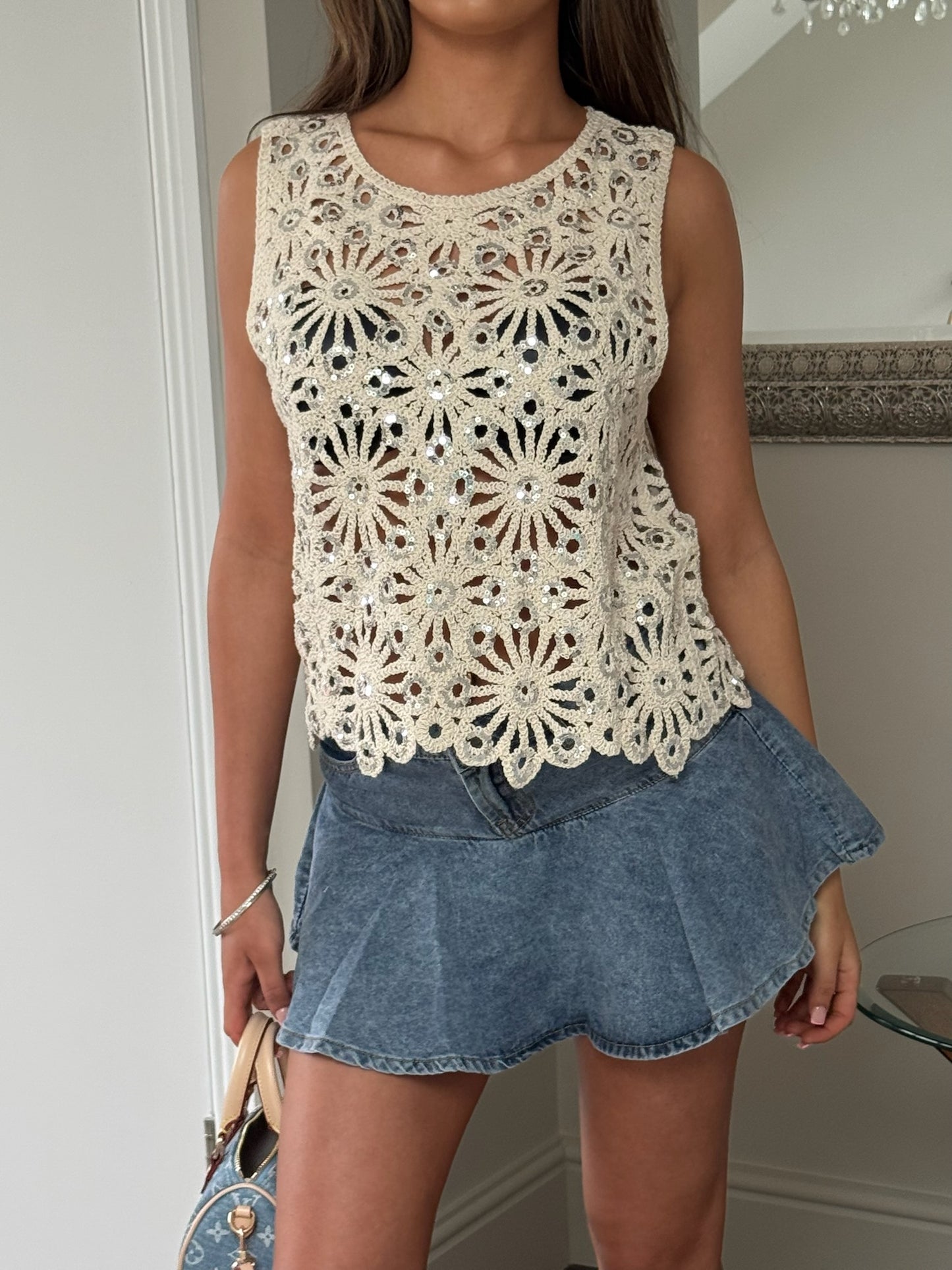 Crochet shimmer top