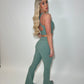 GYM GIRL ERA EXCLUSIVE Sage green sculpt V waist flared bottoms