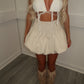 Beige Shirred High Waist Bubble Skirt