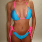 LIMITED EDITION HAND MADE AND DESIGNED IN HOUSE: Tribal blue and pink bikini