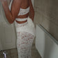 White lace cut out jumpsuit