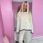 Contrast knitted jumper and wide leg trouser set