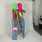 Green Balaclava and pink top
