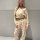 Beige Acid wash wide leg tracksuit