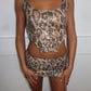 Leopard print sequins top and skirt co-ord