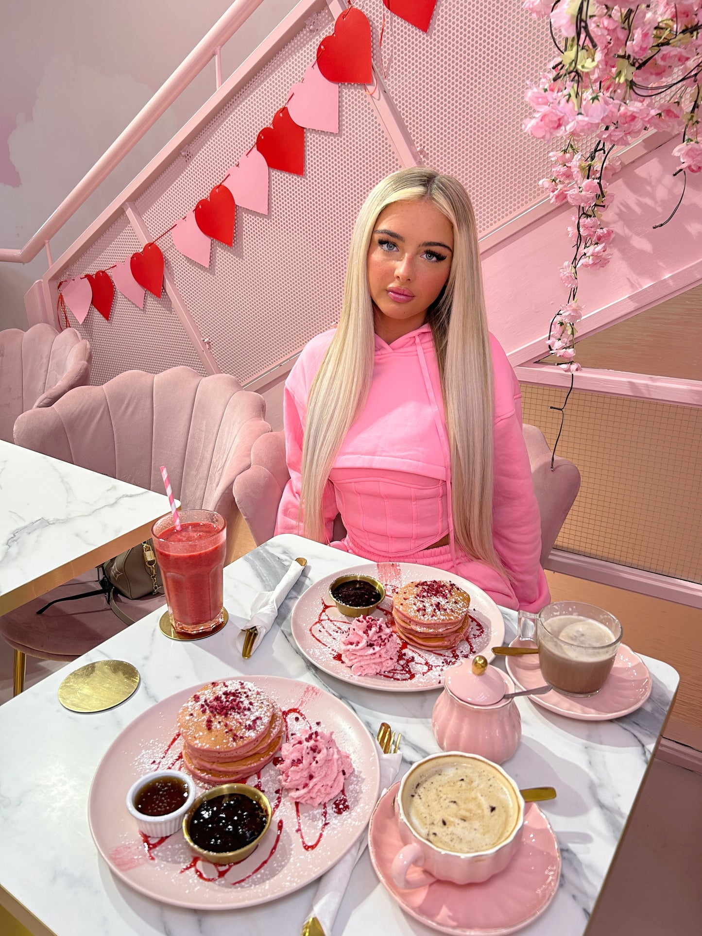 Pink 3 piece tracksuit and corset top