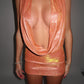LIMITED EDITION HANDMADE & DESIGNED IN HOUSE: Orange sparkly plunge dress