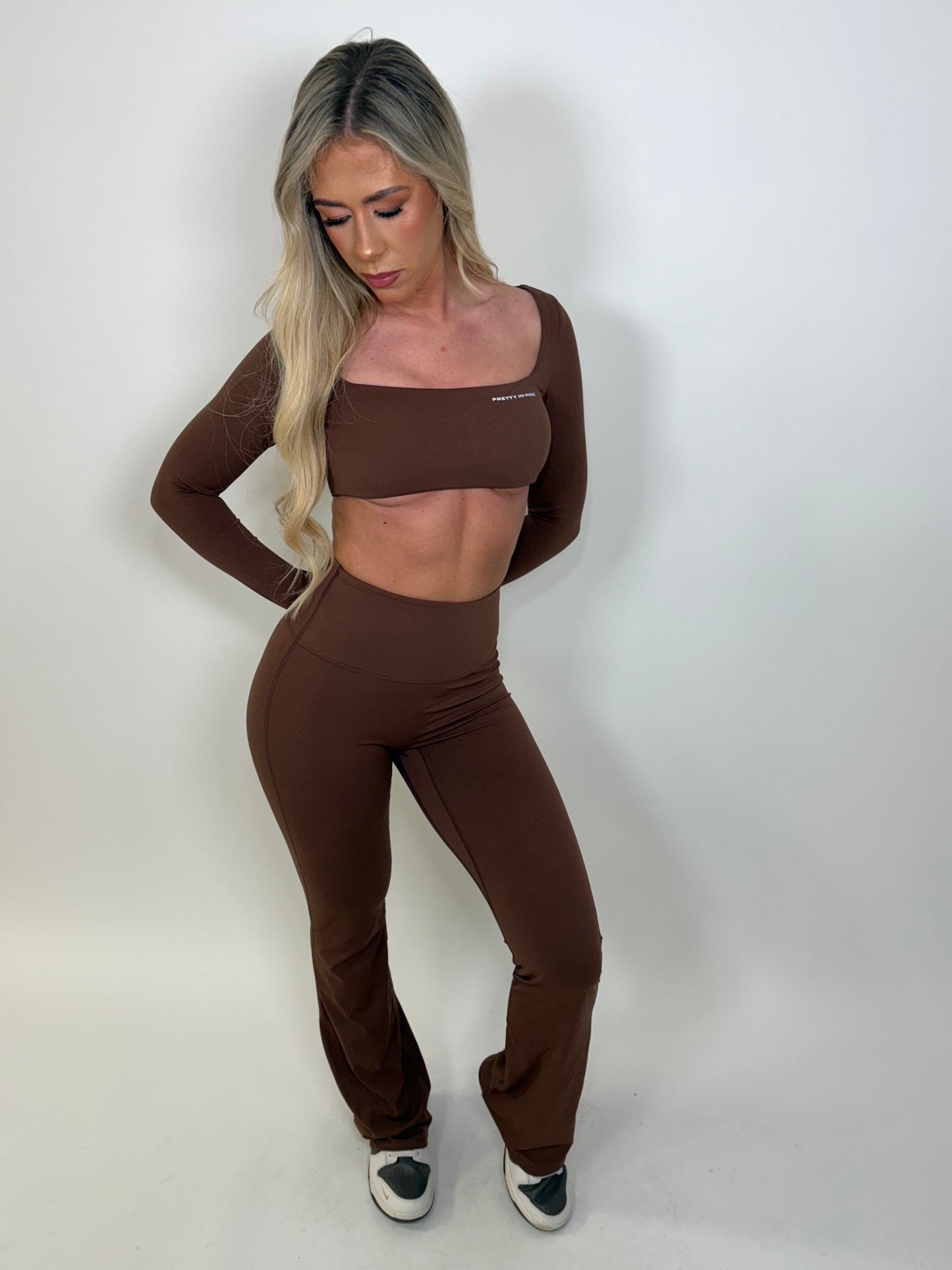 GYM GIRL ERA EXCLUSIVE chocolate brown sculpt flared bottoms