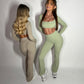 GYM GIRL ERA EXCLUSIVE Olive Sculpt square neck top
