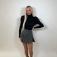 Black high neck puff sleeve ribbed jumper