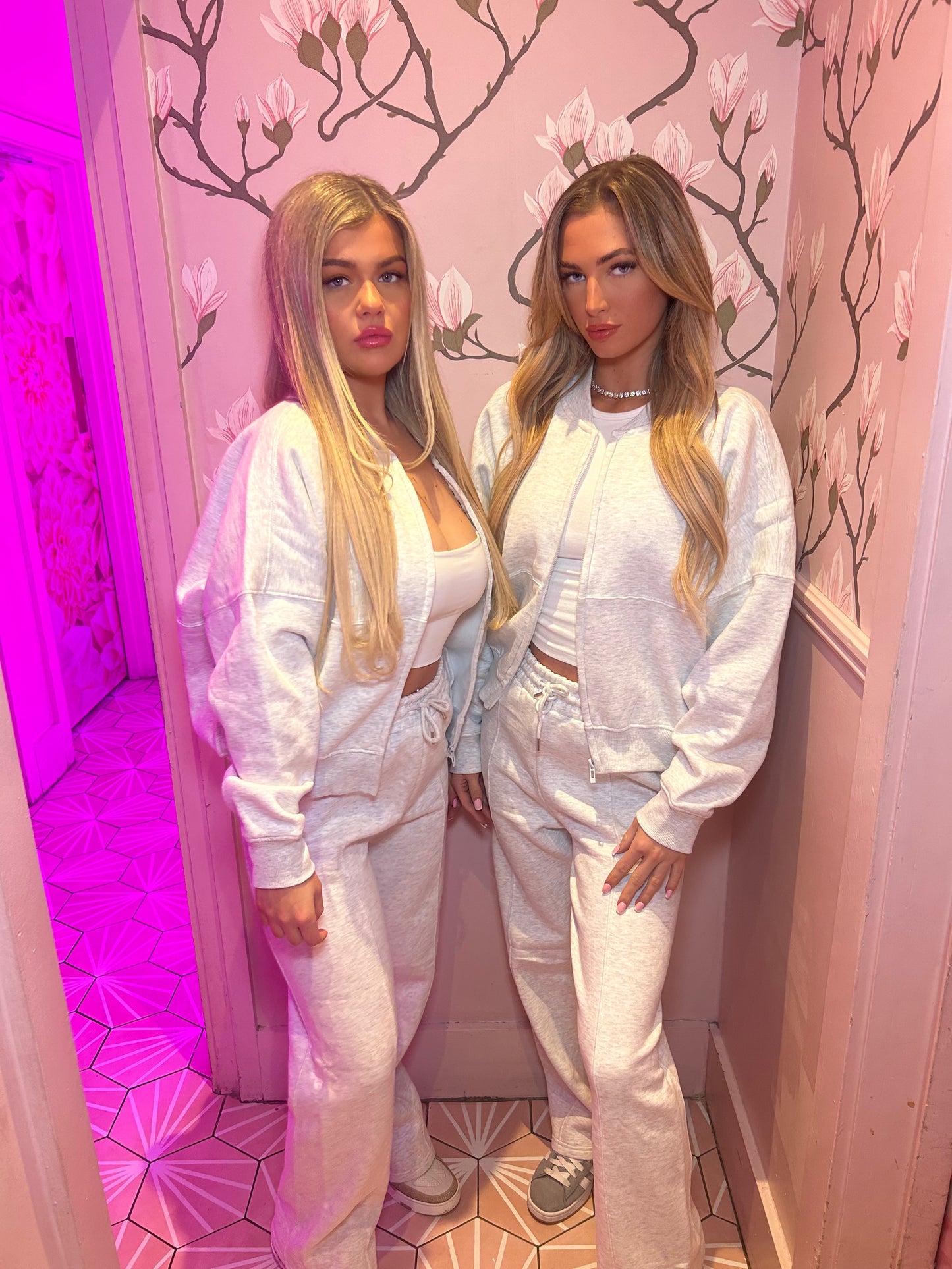 Grey plush wide leg tracksuit