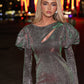 LIMITED EDITION HANDMADE & DESIGNED IN HOUSE: Silver sparkle puff sleeve dress