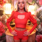 LIMITED EDITION HANDMADE & DESIGNED IN HOUSE: Red puff sleeve and shorts set