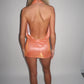 LIMITED EDITION HANDMADE & DESIGNED IN HOUSE: Orange sparkly plunge dress