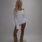 LIMITED EDITION HAND MADE AND DESIGNED IN HOUSE: ‘Angel’ white playsuit