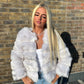 Fox white 3/4 sleeve Faux fur coat