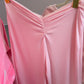 LIMITED EDITION HAND MADE AND DESIGNED IN HOUSE: ‘Charleen’ pink crop top and ruched flared bottoms