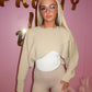 Beige Cropped wrap jumper