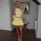 Butter yellow Puffball Hem Mini Skirt