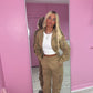 Taupe ruched sleeve tracksuit