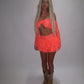 LIMITED EDITION HAND MADE AND DESIGNED IN HOUSE: Coral frilly Rara skirt top and sleeves three piece