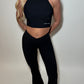 GYM GIRL ERA EXCLUSIVE Black sculpt V waist flared bottoms