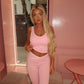 Pink v waist gym co-ord