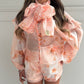 Floral Print Blouse And Shorts Set With Neckerchief