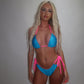 LIMITED EDITION HAND MADE AND DESIGNED IN HOUSE: Tribal blue and pink bikini