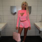 LIMITED EDITION HAND MADE AND DESIGNED IN HOUSE: Pink velour three piece shorts set