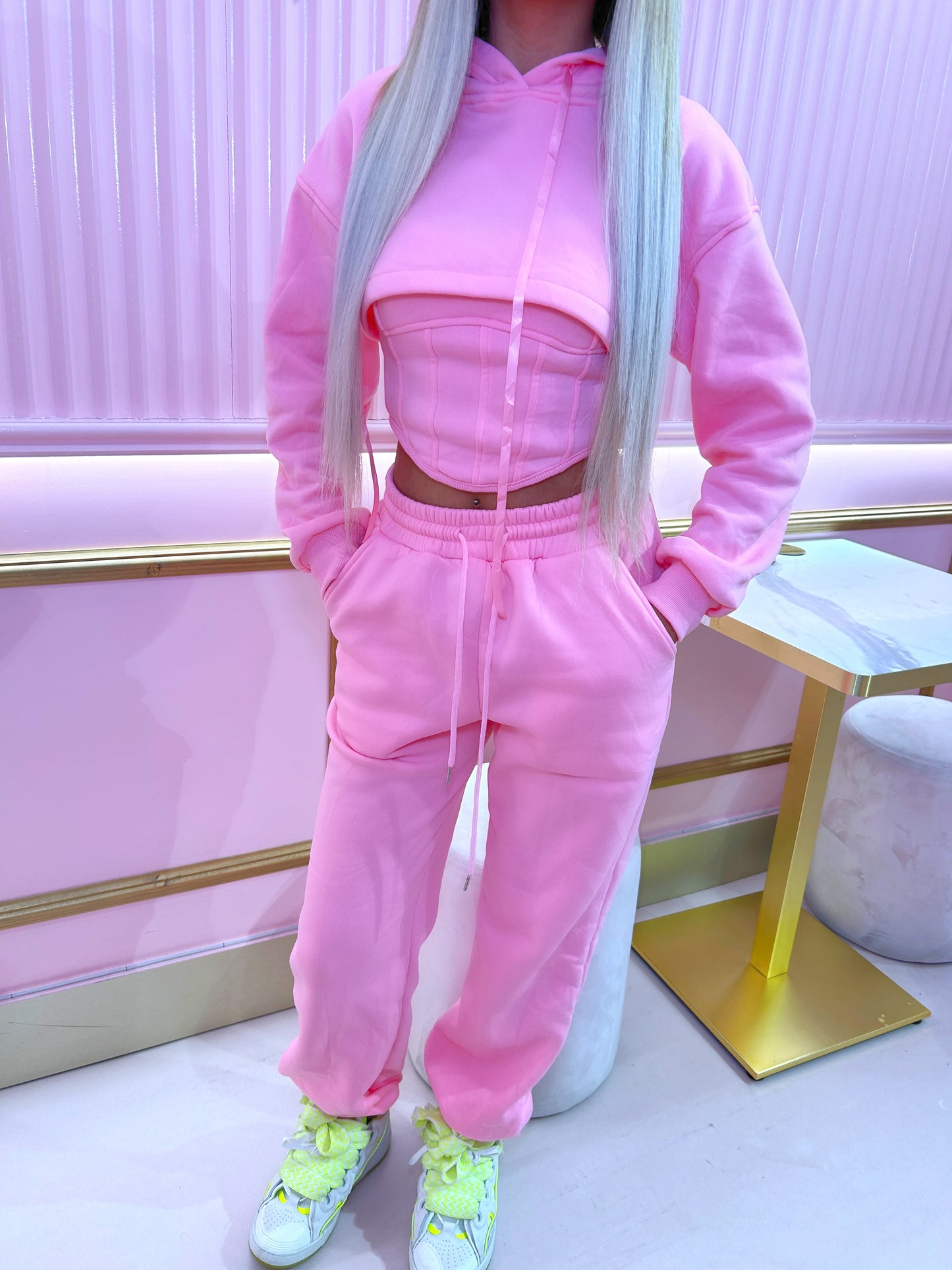 Pink 3 piece tracksuit and corset top