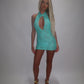 LIMITED EDITION HAND MADE AND DESIGNED IN HOUSE: ‘Aura’ blue lace dress