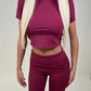 Sculpt burgundy crop top and flared leggings set