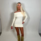 Ribbed Bardot jumper mini dress