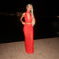 LIMITED EDITION HAND MADE AND DESIGNED IN HOUSE: Red lace 3 piece choker and maxi skirt set