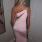 LIMITED EDITION HANDMADE & DESIGNED IN HOUSE: pink slinky ‘Robyn’ midi dress
