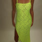 LIMITED EDITION HAND MADE AND DESIGNED IN HOUSE: Neon yellow Split leg dress