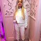 Off white Eyelet Lace Up Detail Hoodie & Jogger Fleece tracksuit