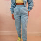 Blue ruched sleeve tracksuit