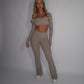 GYM GIRL ERA EXCLUSIVE Camel brown Sculpt square neck top