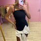 Black and white bow front mini dress
