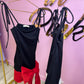 Black and red bow front mini dress