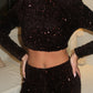 Dark brown sequins top