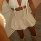 Beige Shirred High Waist Bubble Skirt