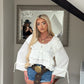 White Cropped Ruffle Blouse