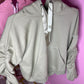 Sage green ruched sleeve ribbon hoodie